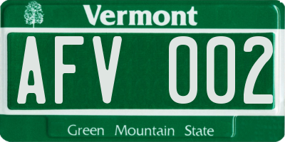VT license plate AFV002