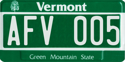 VT license plate AFV005