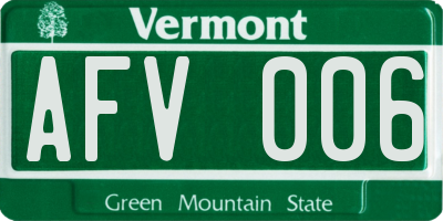 VT license plate AFV006