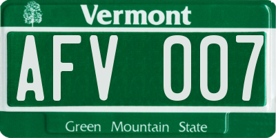 VT license plate AFV007