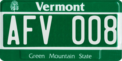 VT license plate AFV008