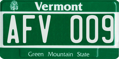 VT license plate AFV009