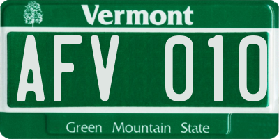 VT license plate AFV010