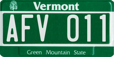 VT license plate AFV011