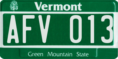 VT license plate AFV013