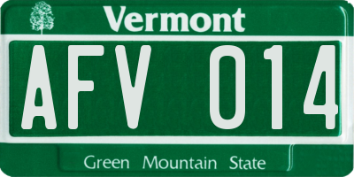 VT license plate AFV014