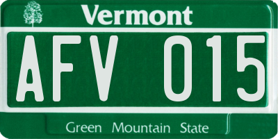 VT license plate AFV015