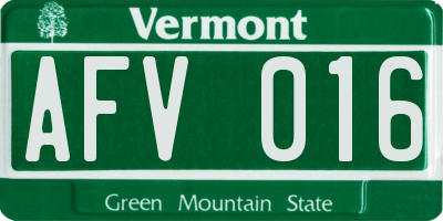 VT license plate AFV016