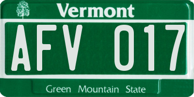 VT license plate AFV017