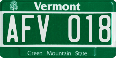 VT license plate AFV018