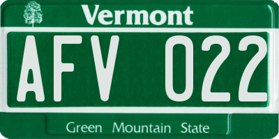 VT license plate AFV022