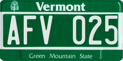 VT license plate AFV025