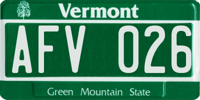 VT license plate AFV026
