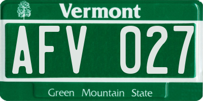 VT license plate AFV027