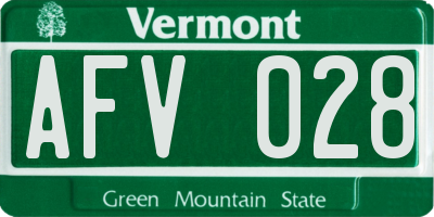 VT license plate AFV028