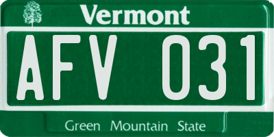 VT license plate AFV031