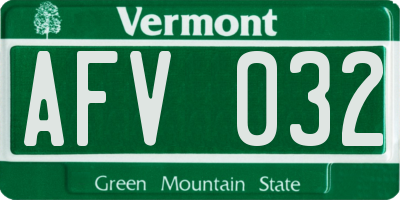 VT license plate AFV032