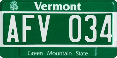 VT license plate AFV034