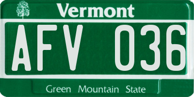 VT license plate AFV036