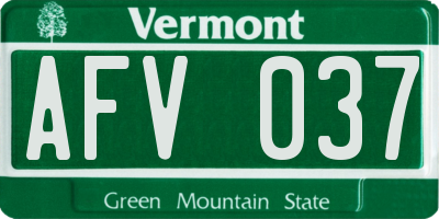 VT license plate AFV037