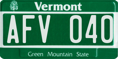 VT license plate AFV040
