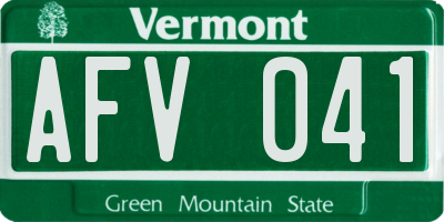 VT license plate AFV041