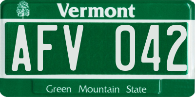 VT license plate AFV042