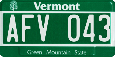 VT license plate AFV043