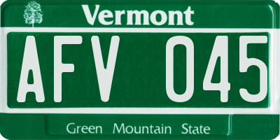 VT license plate AFV045