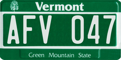 VT license plate AFV047