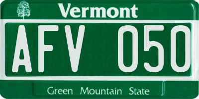 VT license plate AFV050