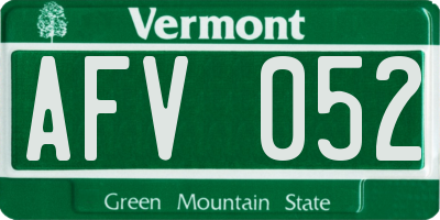 VT license plate AFV052