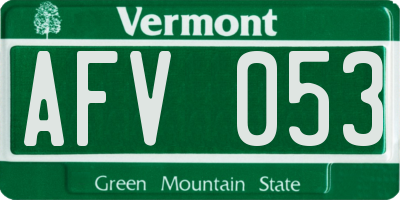 VT license plate AFV053