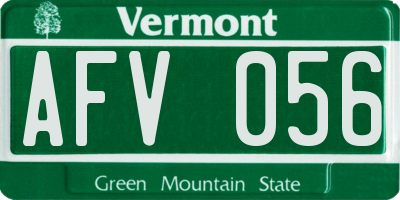 VT license plate AFV056