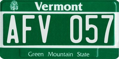 VT license plate AFV057