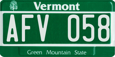VT license plate AFV058