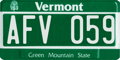 VT license plate AFV059