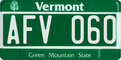 VT license plate AFV060
