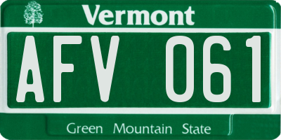 VT license plate AFV061