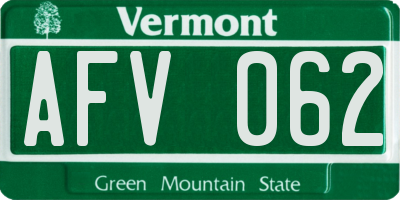 VT license plate AFV062