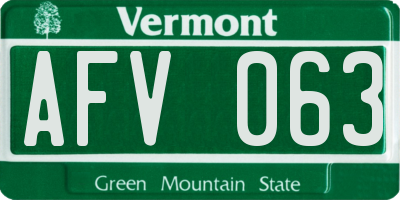 VT license plate AFV063