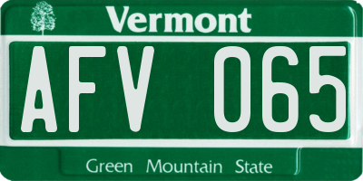 VT license plate AFV065