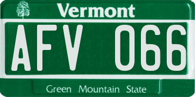 VT license plate AFV066