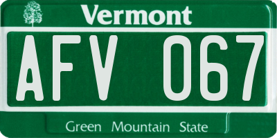 VT license plate AFV067