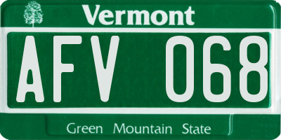 VT license plate AFV068