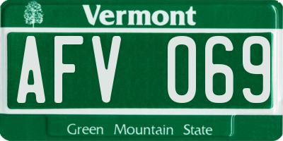 VT license plate AFV069