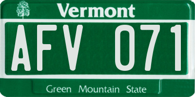 VT license plate AFV071