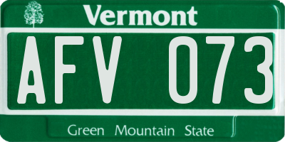 VT license plate AFV073