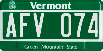 VT license plate AFV074