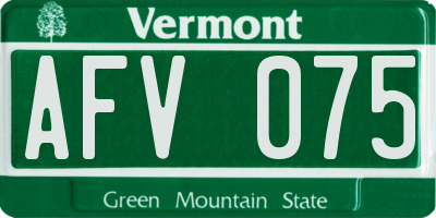 VT license plate AFV075